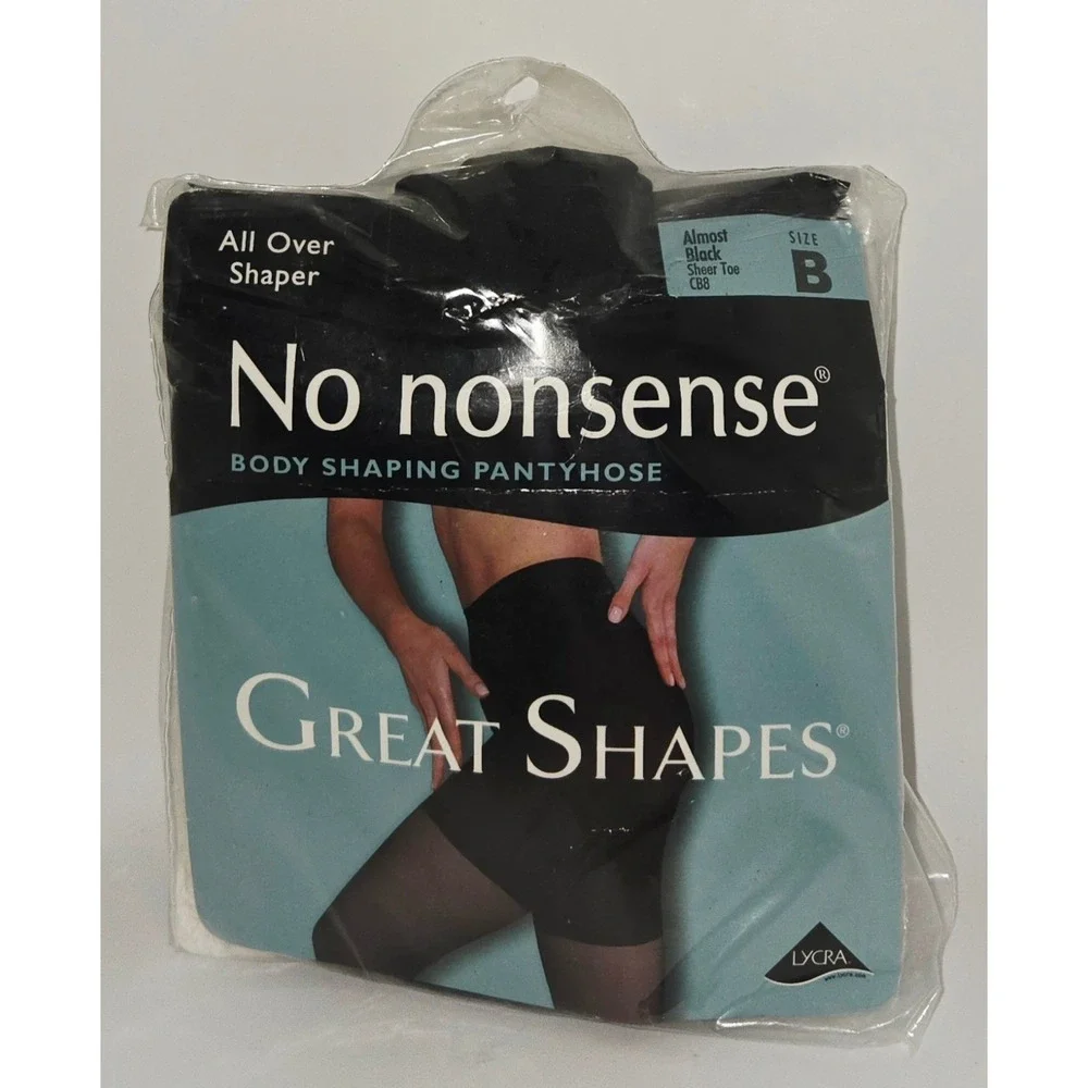 No nonsense Great Shapes Body Shaping Pantyhose Almost Black Sheer Toe Size B